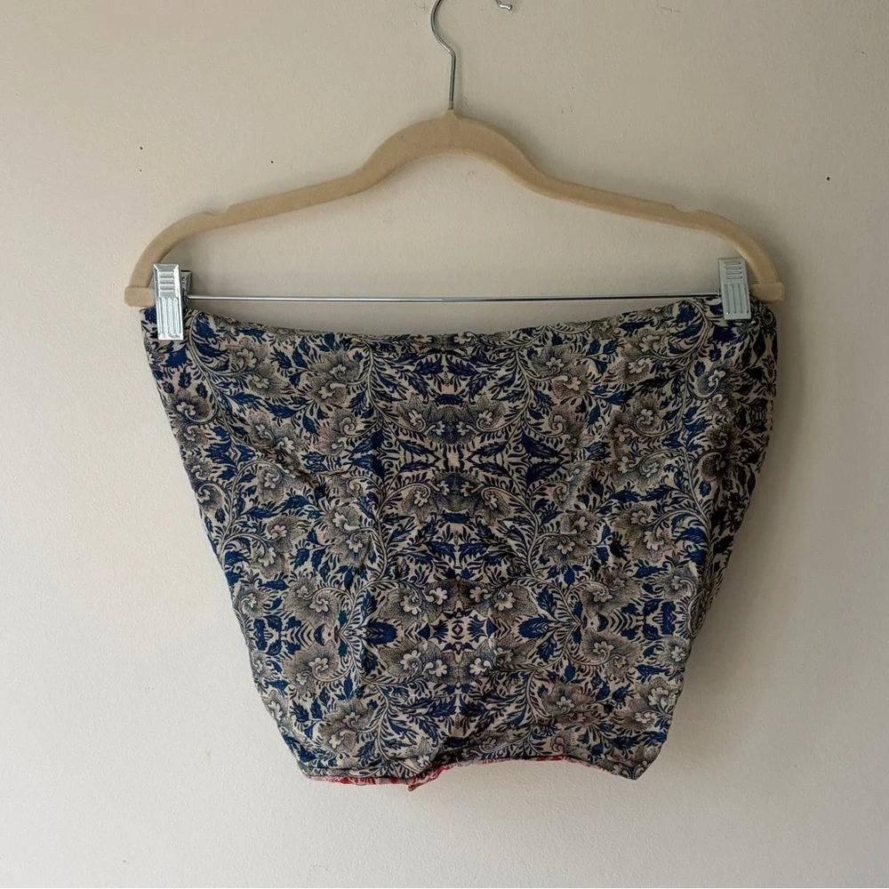 Tie-Front Paisley Print Tank Top - Blue & Coral - Picture 5 of 6
